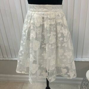 Super-flared knee-length skirt in a double layer of tulle with tinsel embroidery